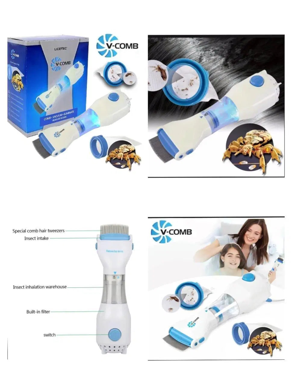 Anti-Lice Electric Comb - 1 Pcs Easy-To-Clean Design for Effective Personal Grooming