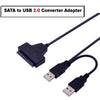 USB 2.0 to SATA 7+15 Pin Power Adapter Cable for 2.5