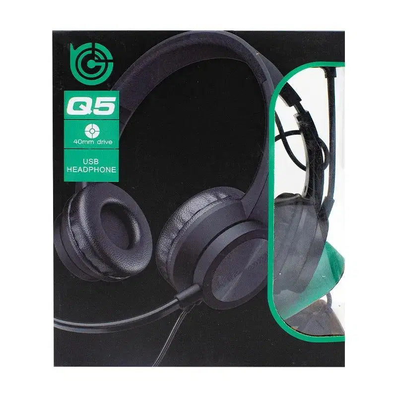 Q5 USB Wired Headphone with Microphone On-Ear Headset for PC, Laptop, Office Meetings Call Centre